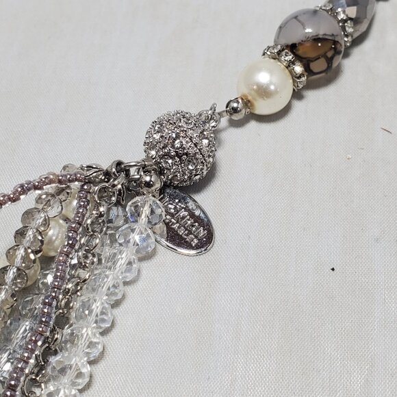 Ali Khan 7-Strand Pearl & Clear Glass Necklace with gift box - Picture 7 of 9